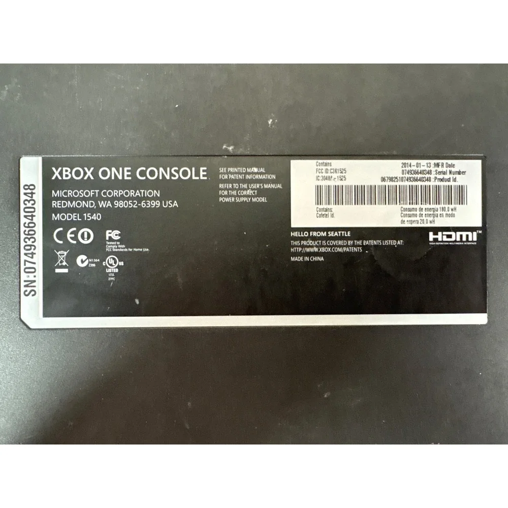 Microsoft Xbox One Model 1540 Black Console For Parts Or Repair Only 500GB
